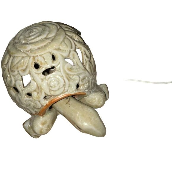 Vintage Decorative Turtle Lamp Glazed Ceramic with Perforations Swivel Head - Picture 3 of 11